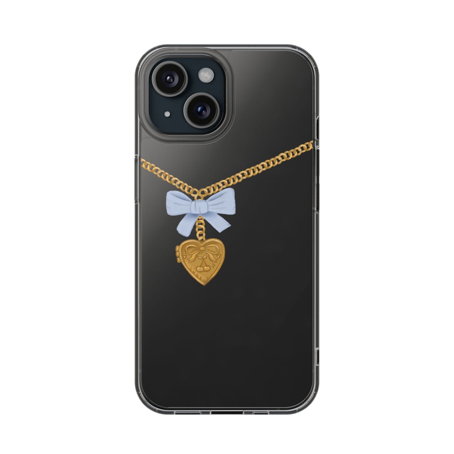 Gold heart locket clear phone case