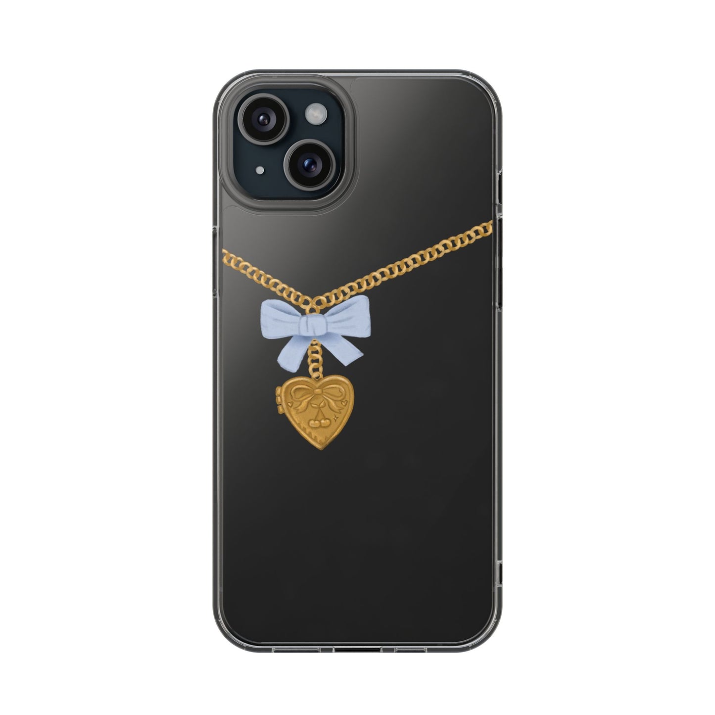 Gold heart locket clear phone case