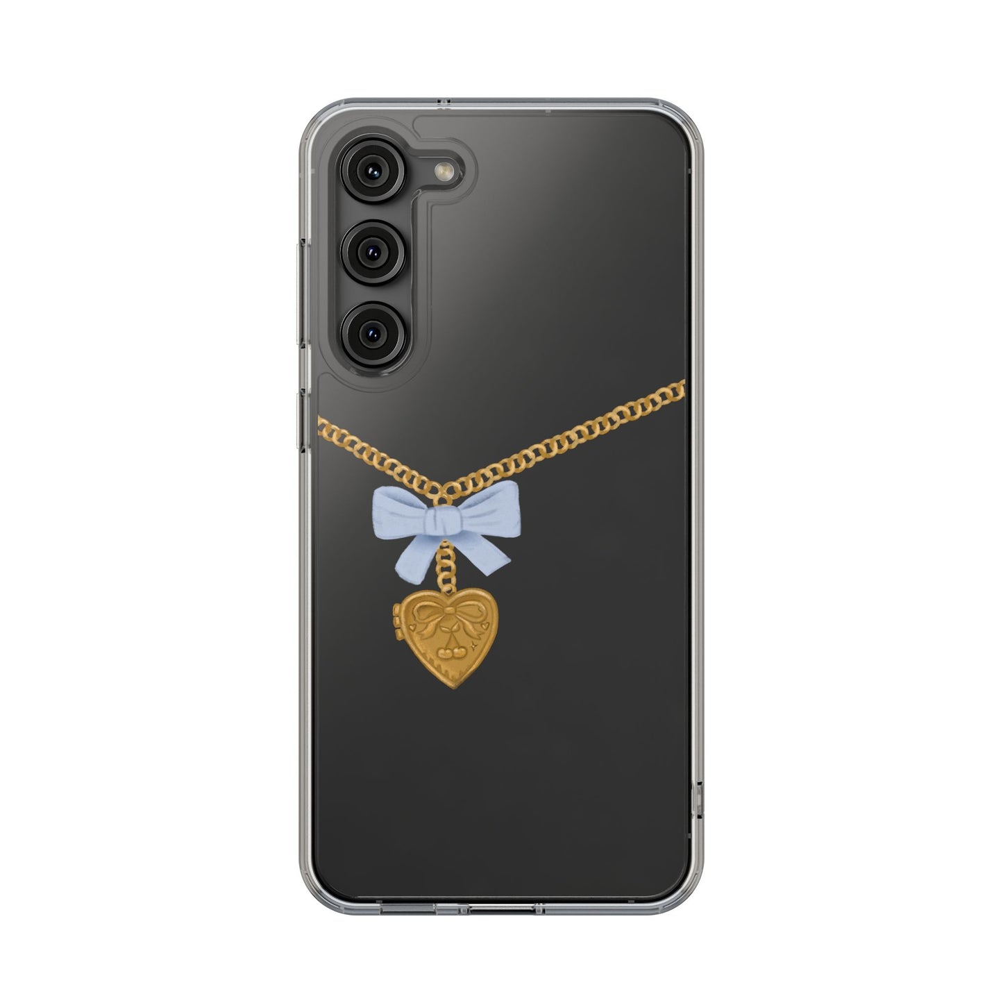 Gold heart locket clear phone case