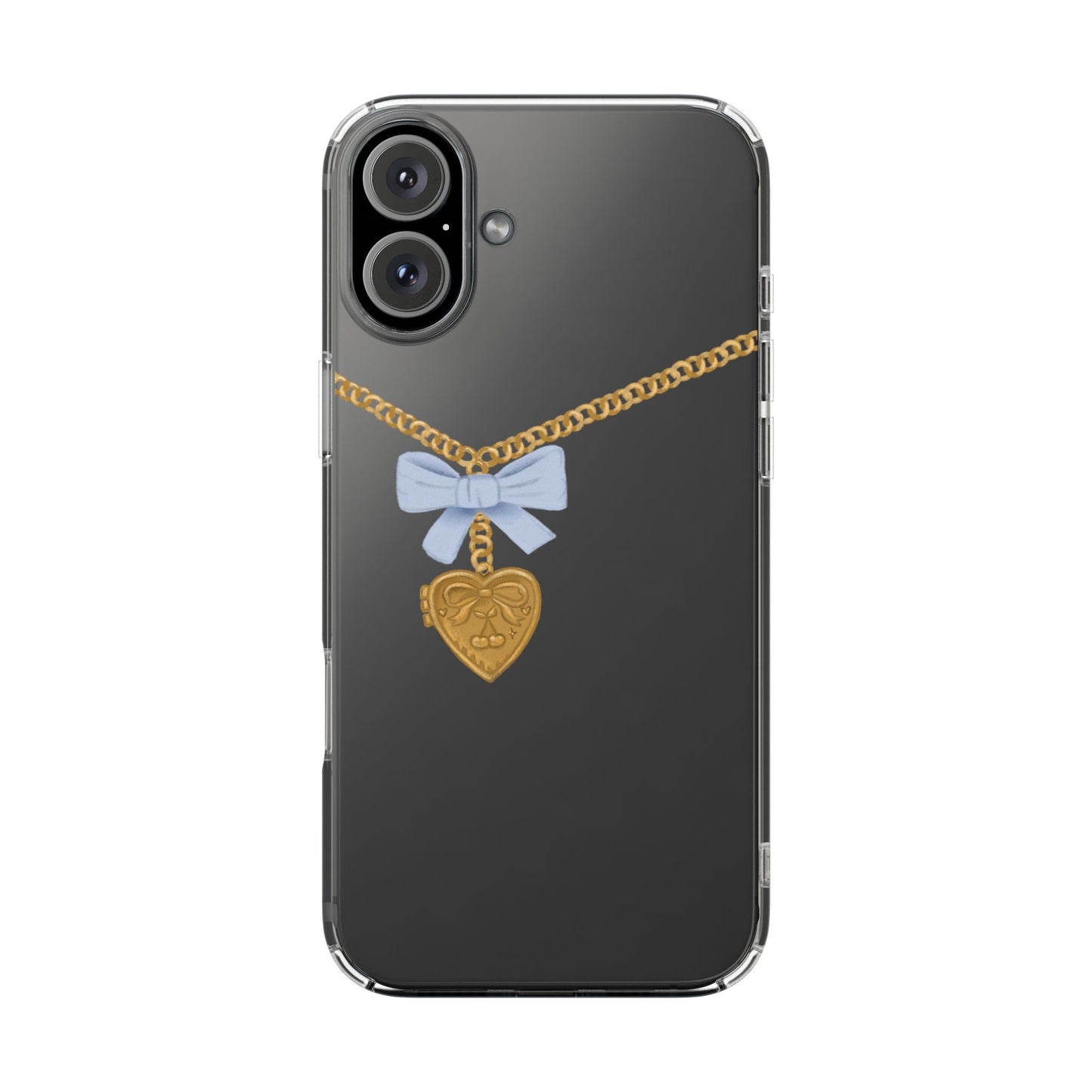 Gold heart locket clear phone case