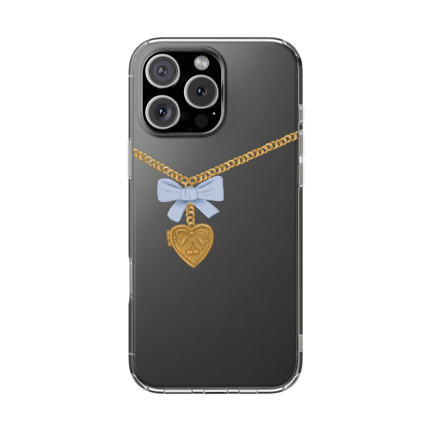 Gold heart locket clear phone case