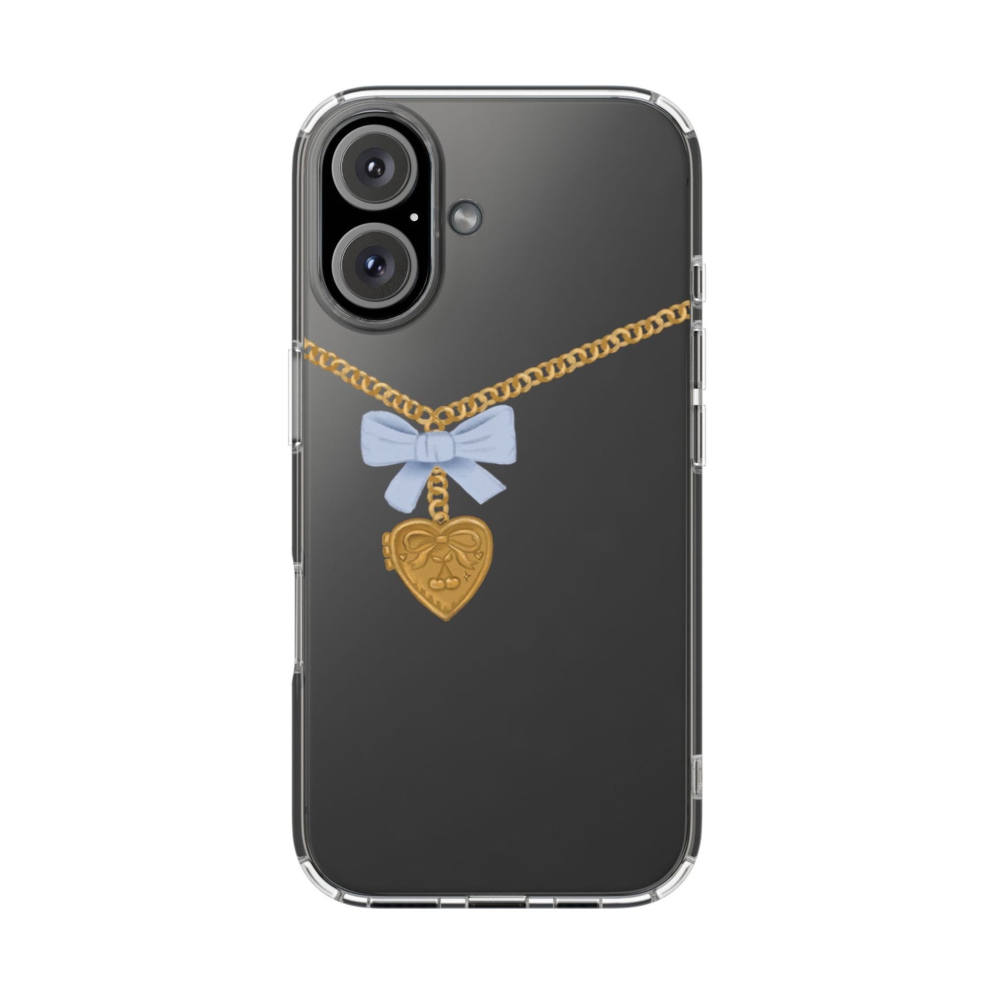 Gold heart locket clear phone case