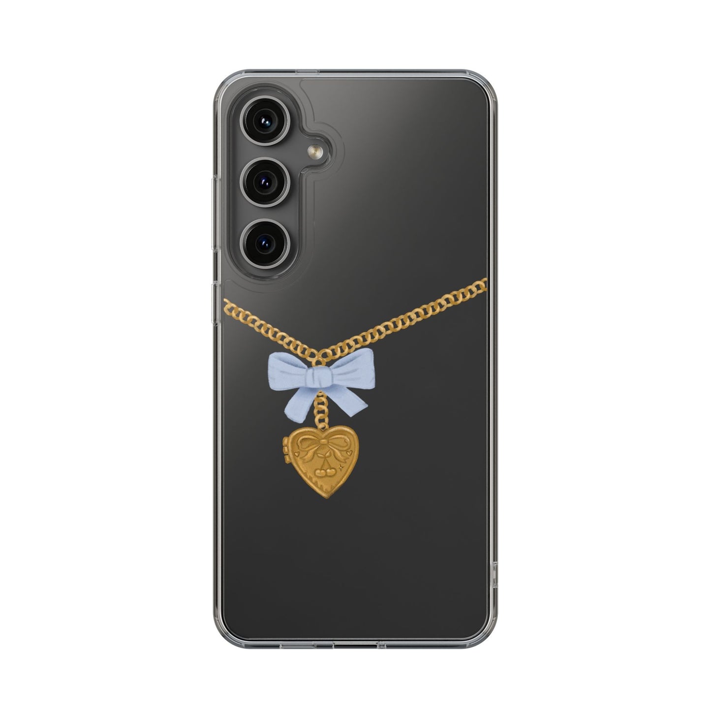 Gold heart locket clear phone case