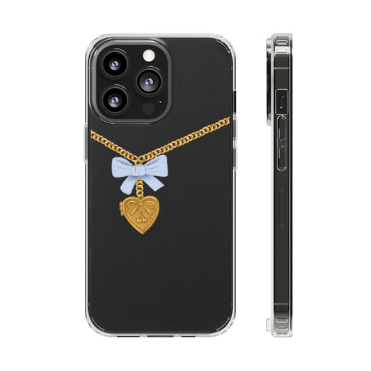 Gold heart locket clear phone case